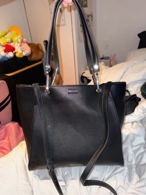 Calvin Klein Black Pebbled Leather Shoulder Tote